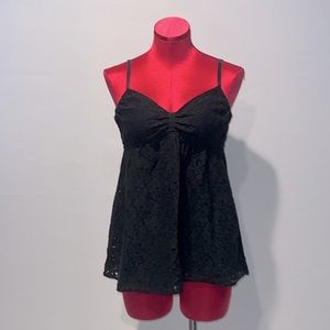 Metro Black Lace Babydoll Bow Top!